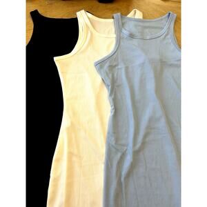 Ribbed Bodycon Dress (3) NEW Blue Black White Sporty Club Sexy Sm/Med Lot 3